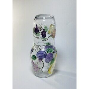 Hand Painted Vintage "Tumble Up " Bedside Carafe, Japan Grapes And Flowers